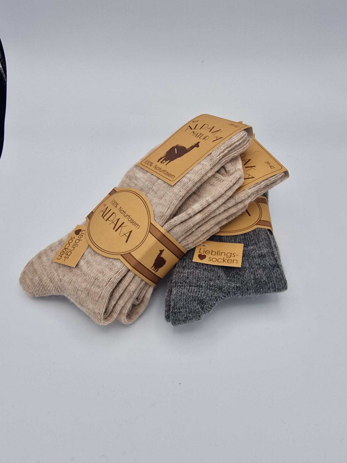 Alpaka Socken 100% Natur im Doppelpack
